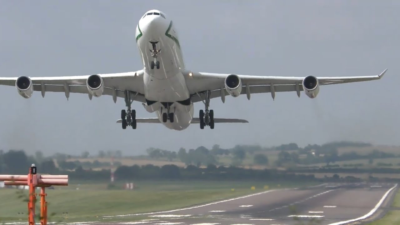 Hifly A340 takeoff 🛫 at Newcastle international Airport