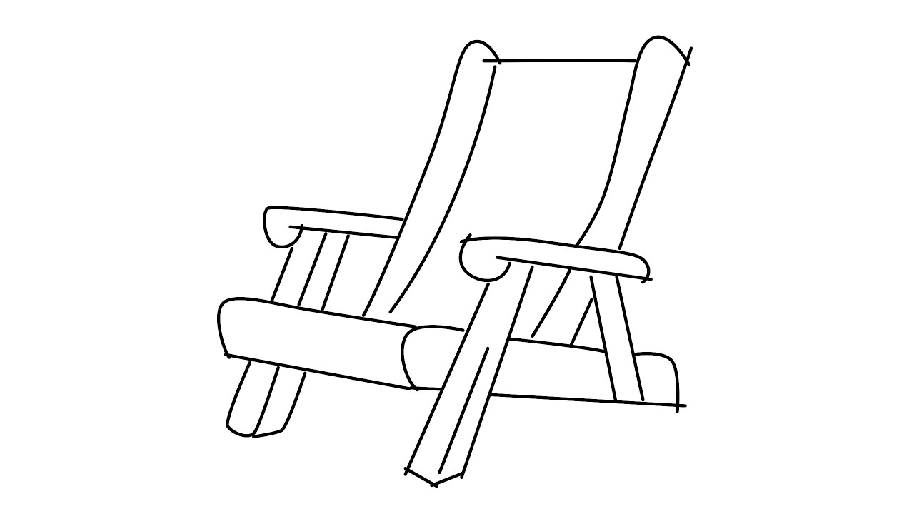 How to draw Deckchair step by step for beginners