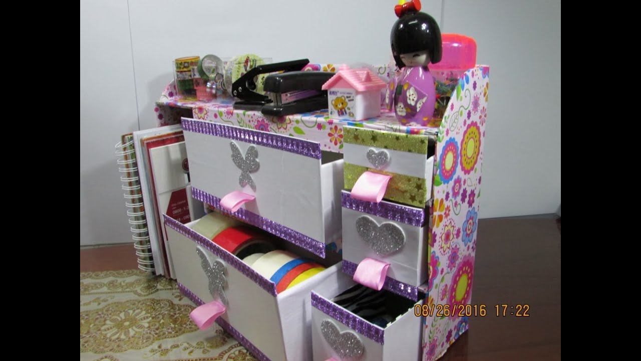 DIY-ORGANIZADOR DE CARTON PARA ESCRITORIO