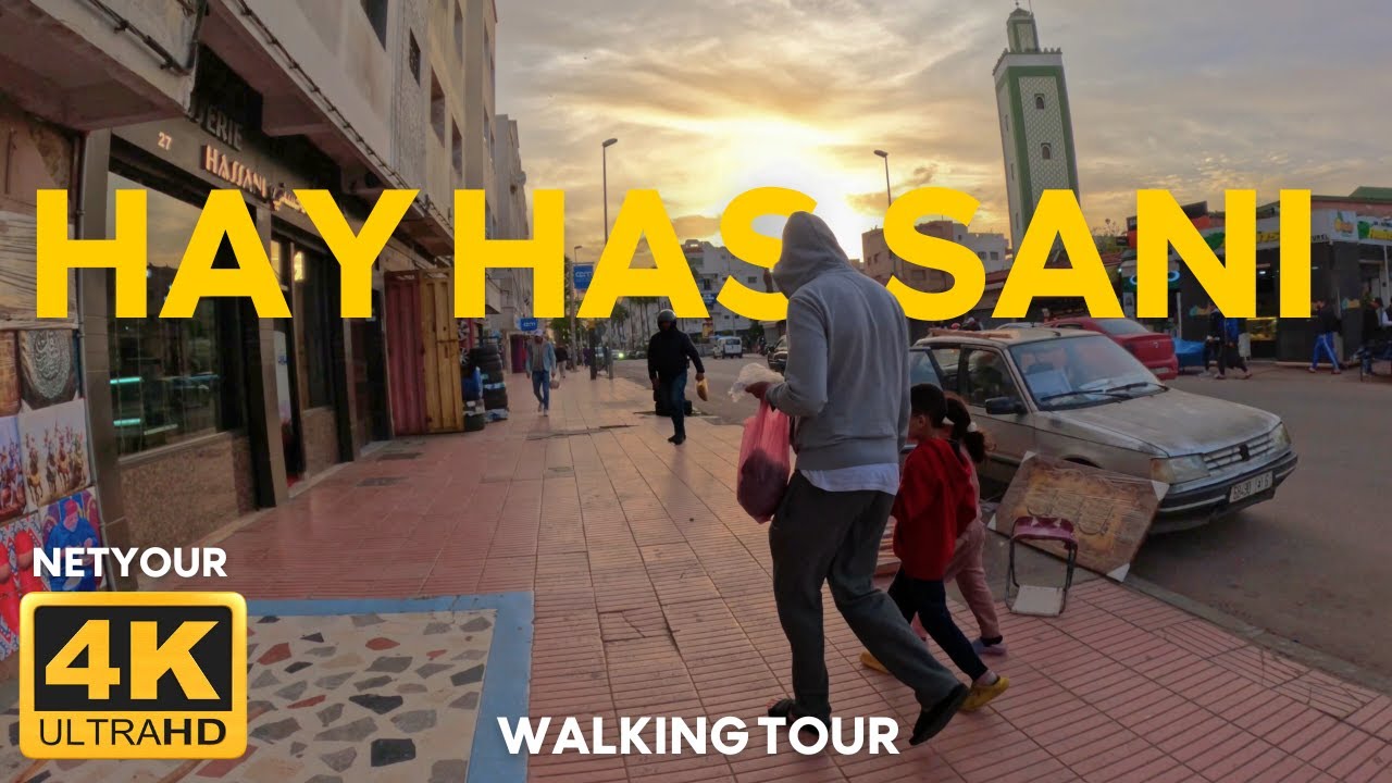 Casablanca - Hay Hassani  - 1 Hour Before Maghrib - Ramadan walk- Morocco 4K walking tour