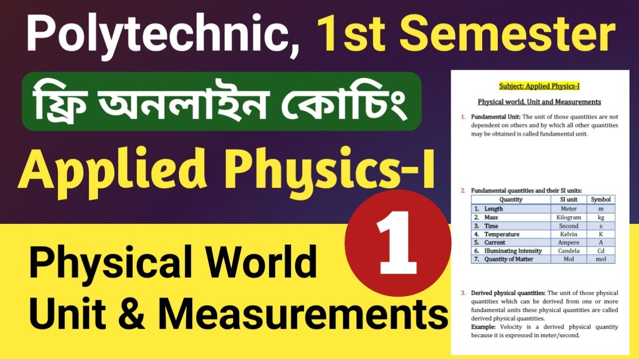 Physical World Unit and Measurement (Part-1) | Applied Physics 1 | Polytechnic 1st Semester