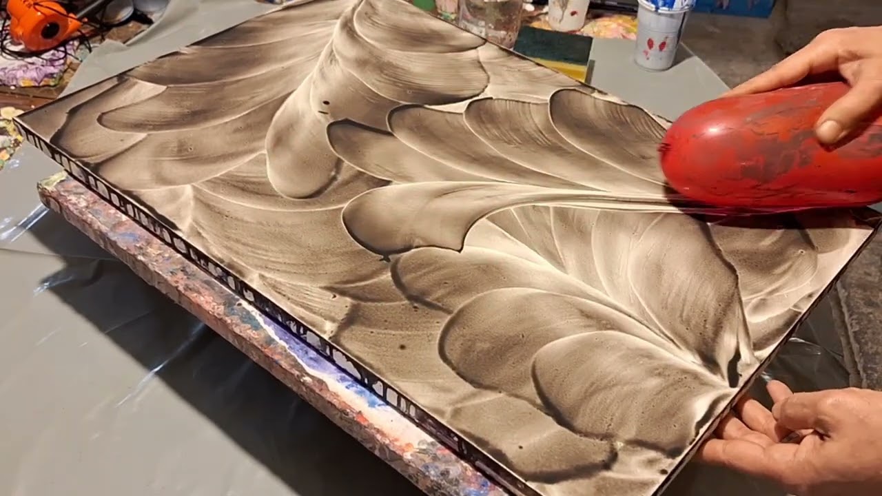ARTE FLUIDO MÁGICO ✨️🎨 PINTANDO ABSTRACTOS CON UN GLOBO 🎈 ARTE Y TERAPIA ⚫️🔴