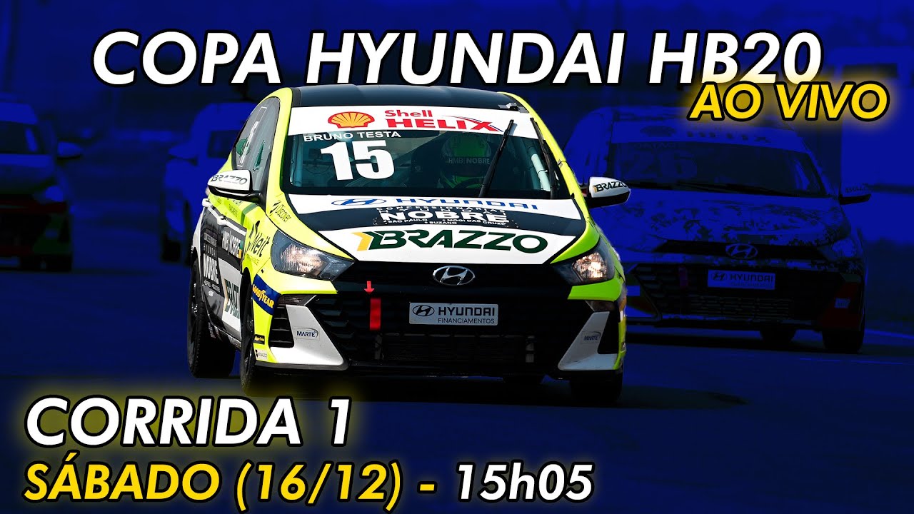 COPA SHELL HB20 2023 - AO VIVO  -  Corrida 1 | 8ª Etapa | Interlagos | Sábado, 16/12, às 15h05
