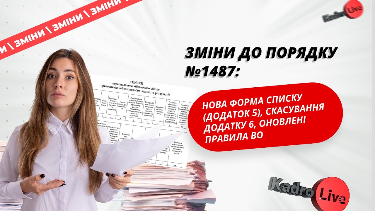 Зміни до Порядку №1487: нова форма списку, скасування додатку 6, оновлені Правила військового обліку