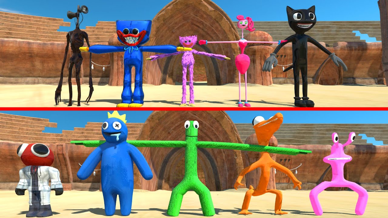 5vs5 | Poppy Playtime vs Rainbow Friends At Arena - Animal Revolt Battle Simulator