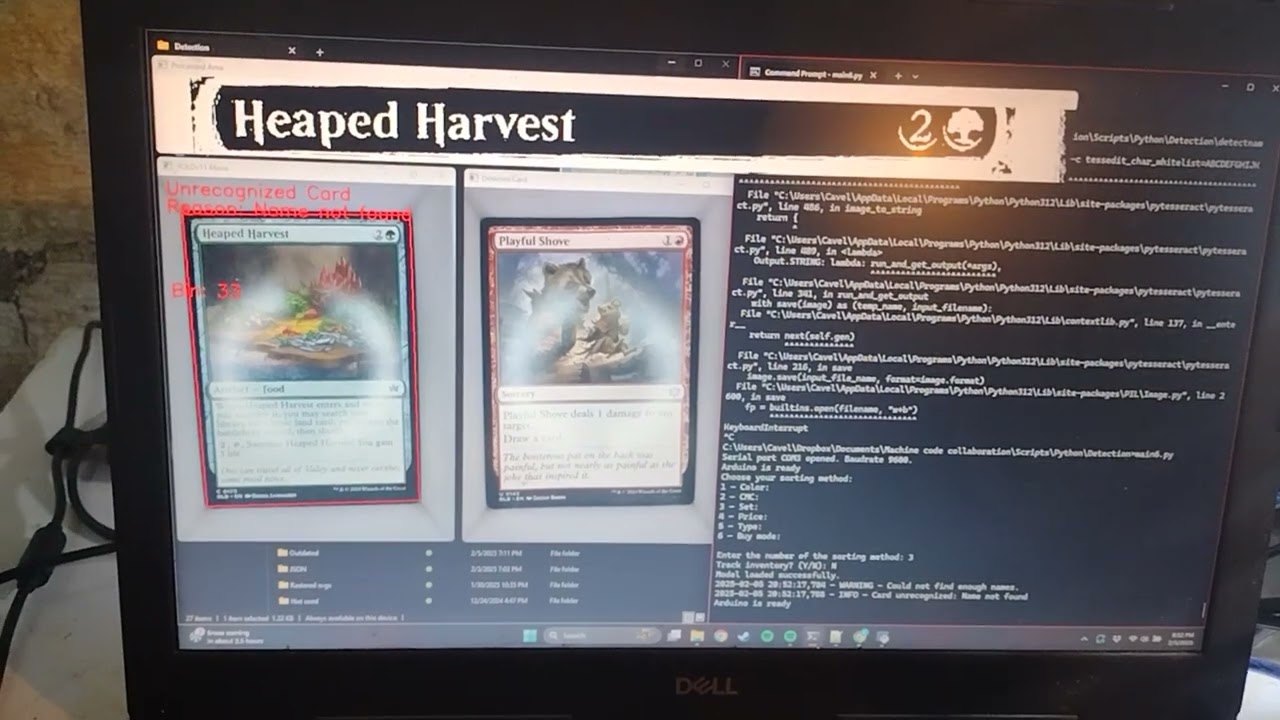 Moss Machines - Magic the Gathering open source sorter - OCR test