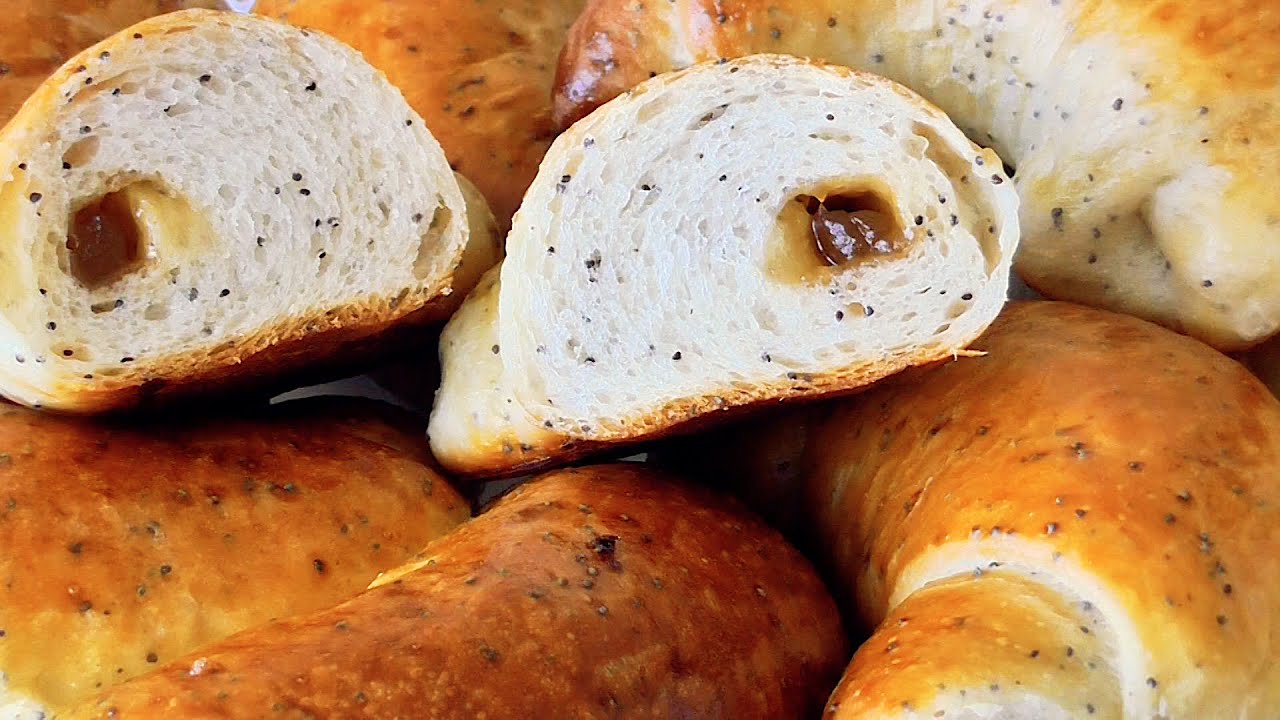 Сдобные Рогалики на пшеничной закваске🌾 с Мармеладом!✨//Bagels with wheat sourdough and Marmalade!