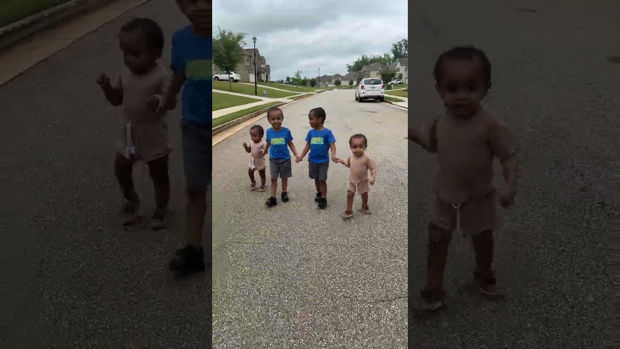 TWO SETS of TWINS Walking In the Neighborhood 🥰 #Shorts