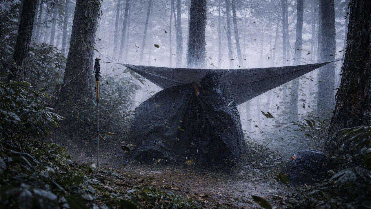 The Worst I’ve Experienced ⛈️ Camping in Heavy Rain and Thunderstorm in the Forest | ASMR Rain
