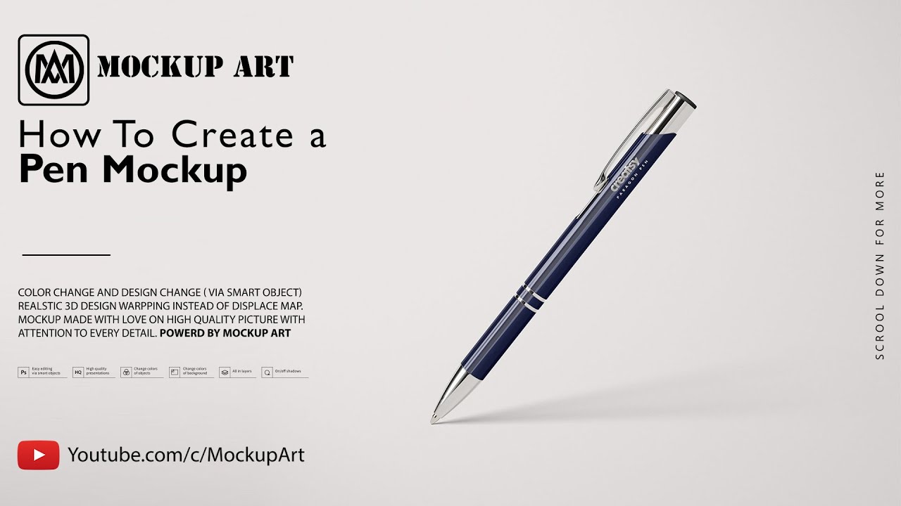 How to make pen mockup| Photoshop Mockup Tutorial