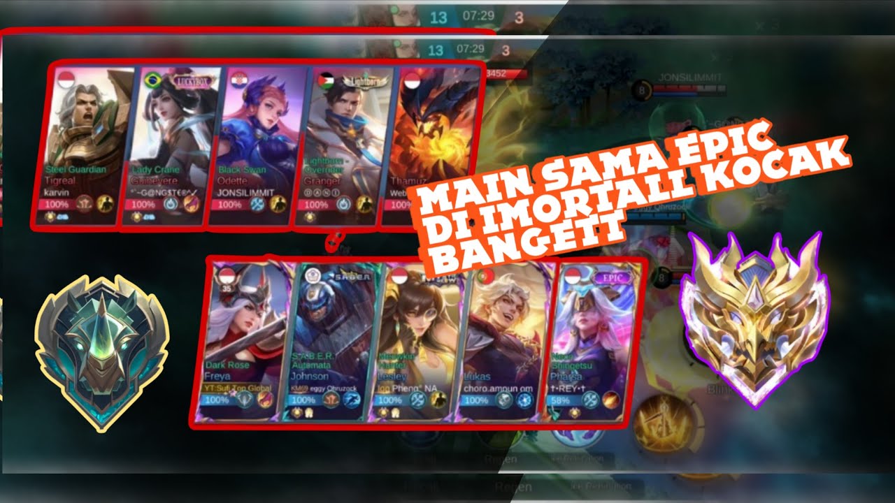 PARTY RANDOM BERSAMA EPIC!!! KAGET MAIN DI IMORTALL FULL GAMEPLAY!!! mlbb