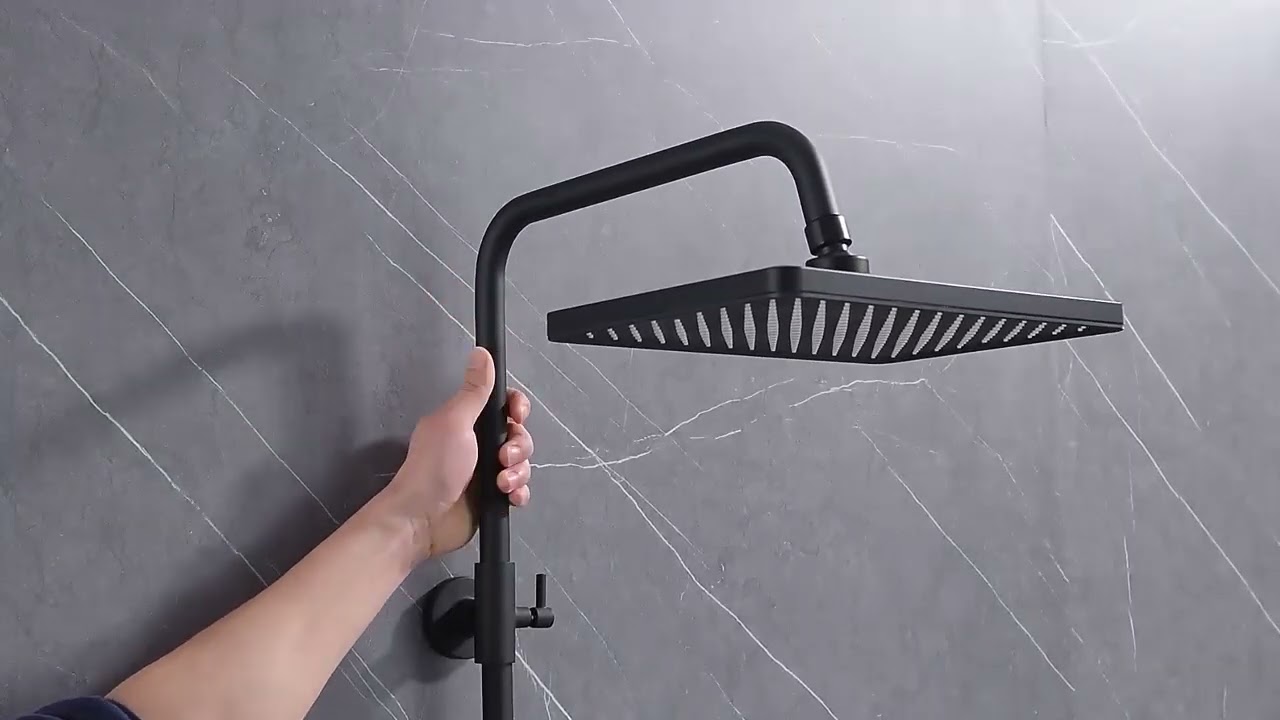 HOMELODY Duschsystem mit Thermostat und Glasablage Schwarz | Sku: E52012006