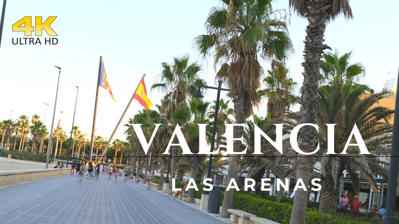 VALENCIA, SPAIN, near Las ARENAS BEACH - September 10, 2022 - Walking Tour 4K/60fps HDR
