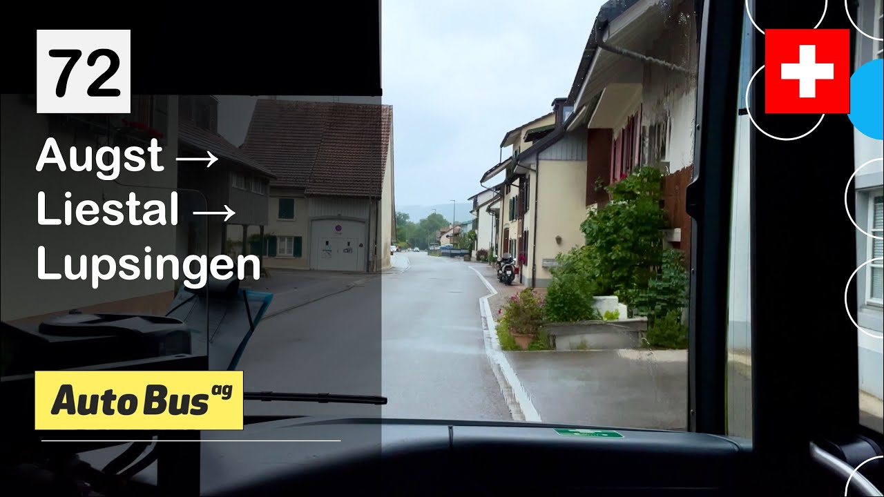 [4K] 🇨🇭 Cab Ride: AAGL LIESTAL BUS | 72: Augst → Liestal → Lupsingen | MB eCitaro Elektrobus