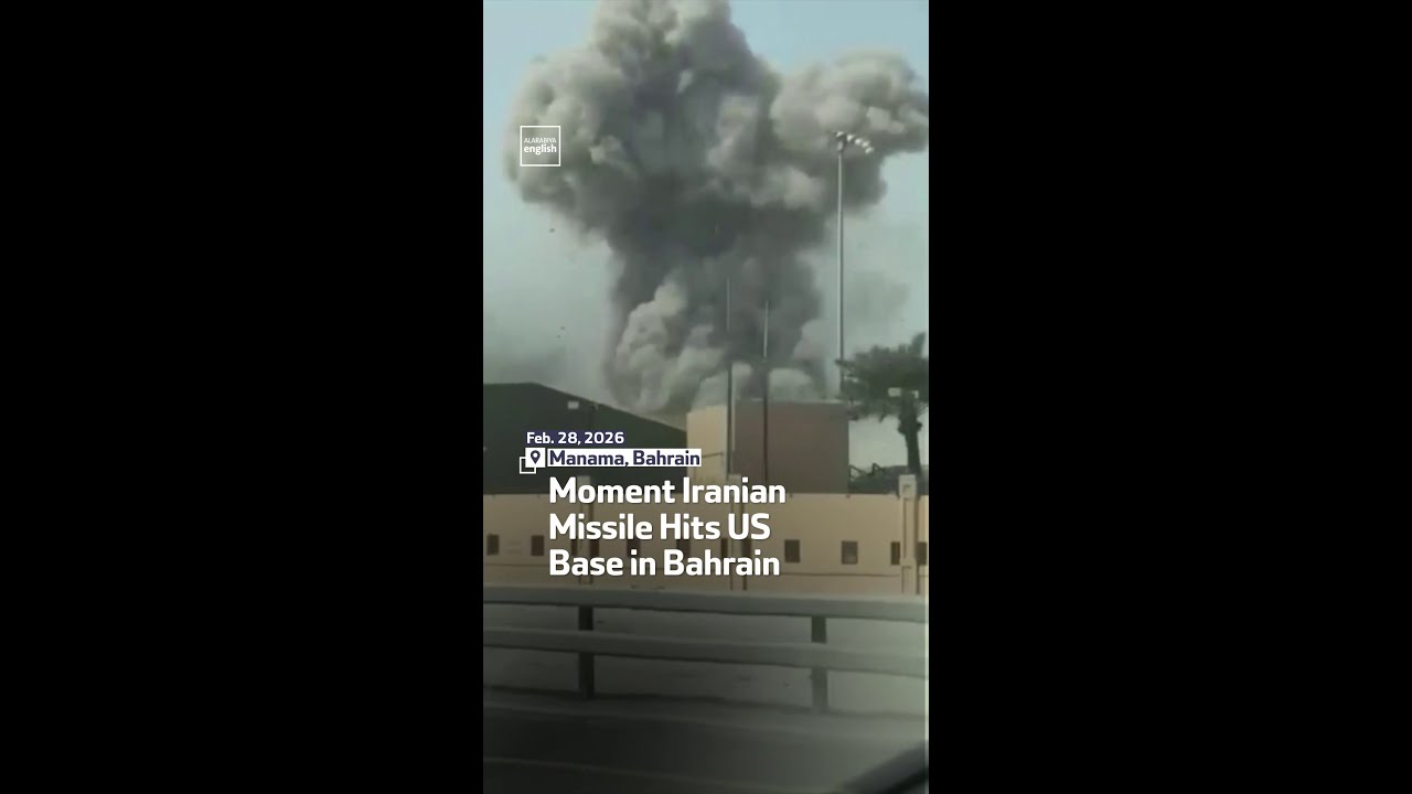 Moment Iranian Missile Hits US Base in Bahrain