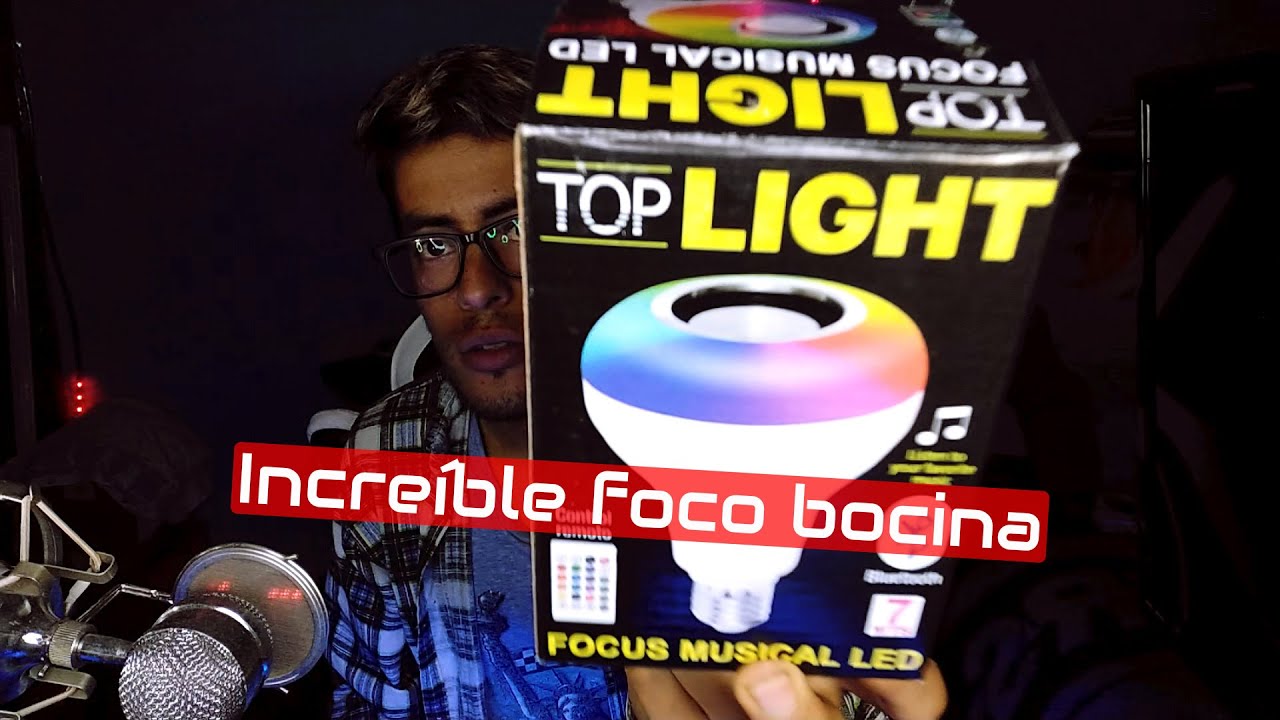 Foco led rgb con bocina bluetooth