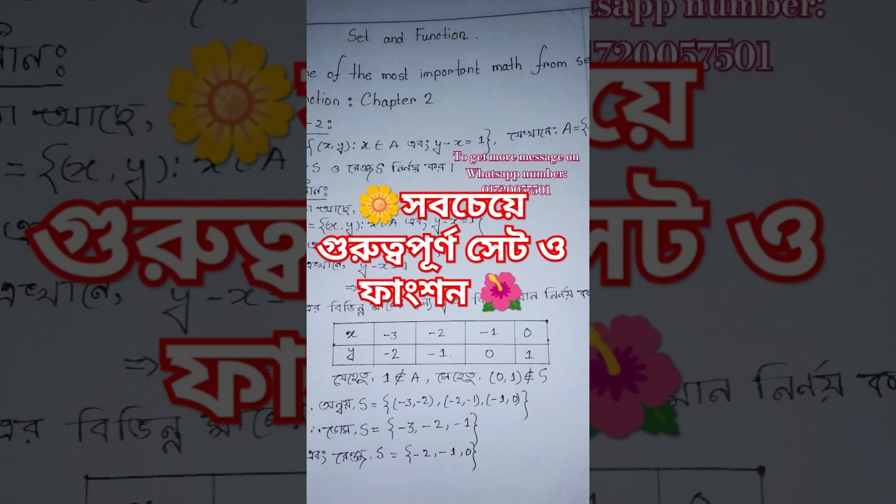 General Math chapter 2. Set & Function.(কাজ)(শ্রেণী: ৯-১০)(SSC -2025) #maths #trending #mathstricks