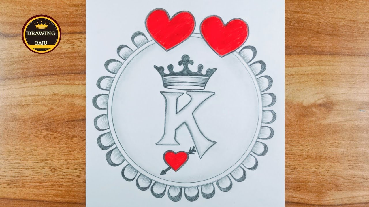 How to draw K kettle circle drawing|| simple K letter drawing with pencil sketch for beginners