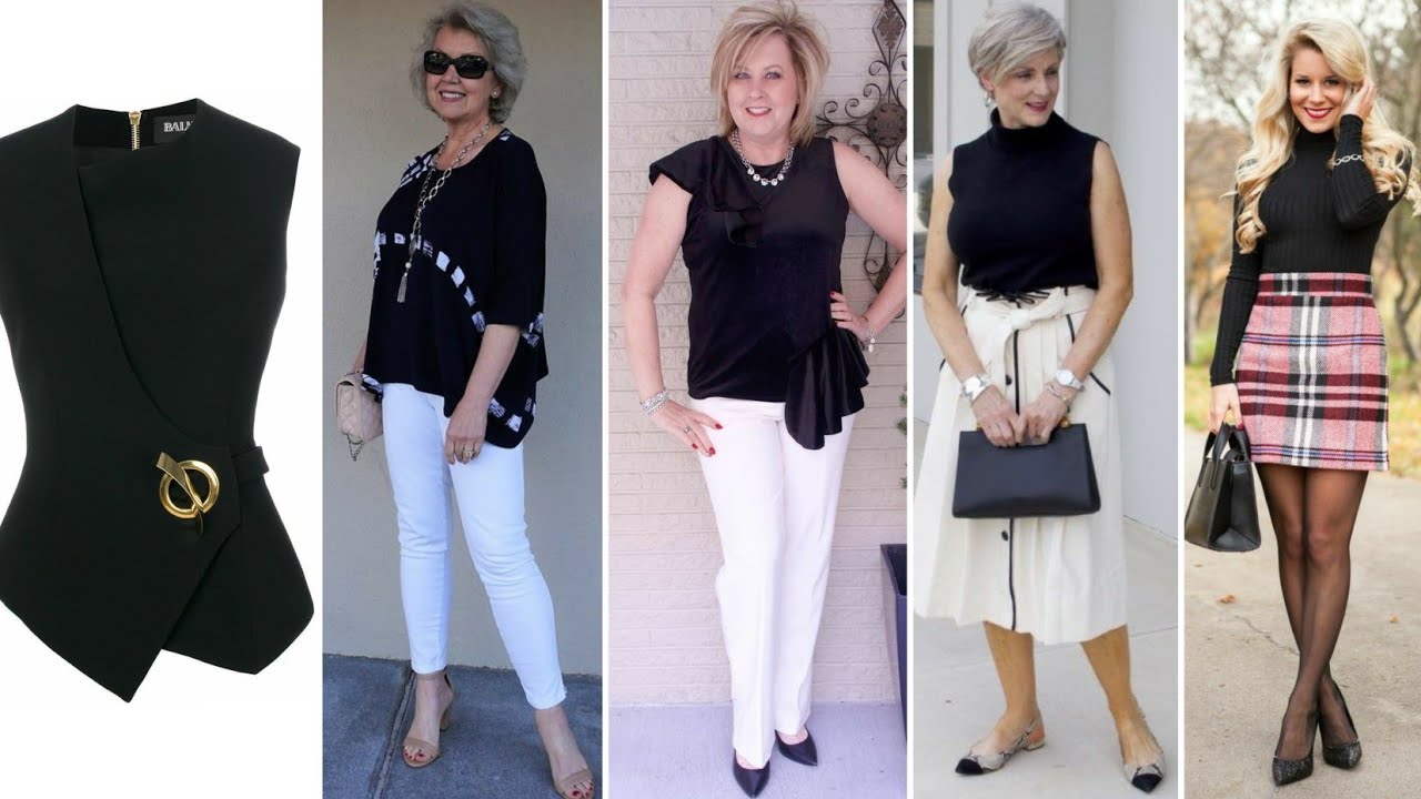 MODA Y TENDENCIA PARA MUJER MAYOR DE 40 50 60  69 A&Ntilde;OS C&Oacute;MO USAR UNA BLUSA NEGRA EN DIFERENTE LOOKS
