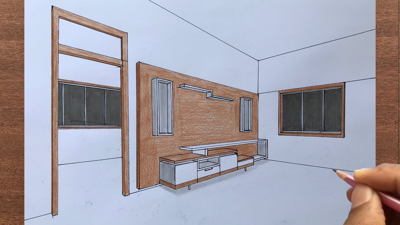 How to Draw a TV Unit in 2-Point Perspective