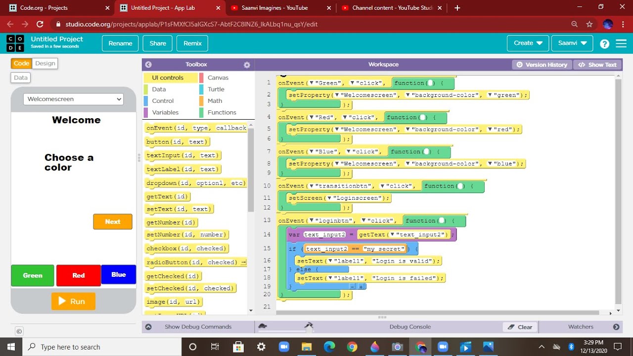 How to code a simple app in Code.org