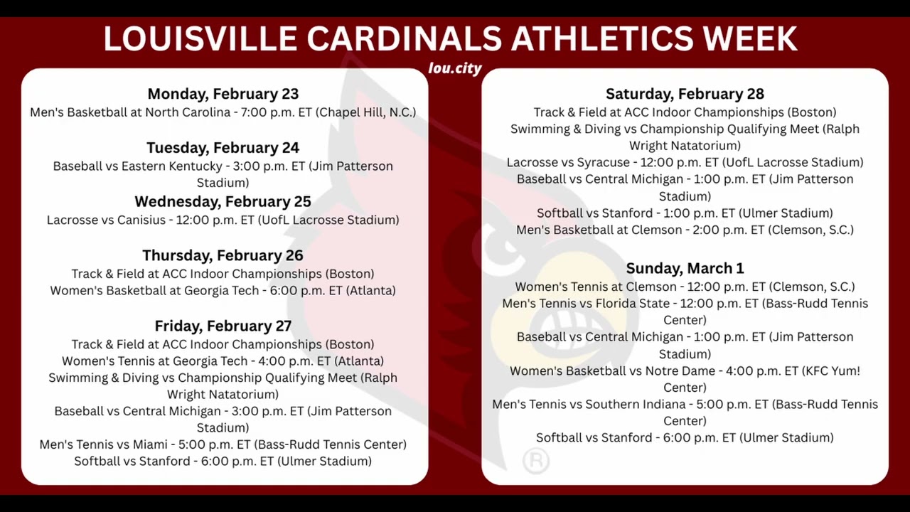 This Week In Louisville Cardinals Athletics Feb 23-Mar 1