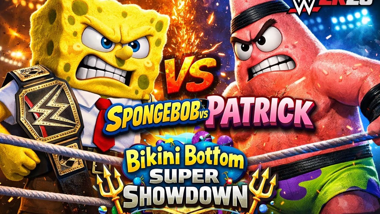 THIS GOT PERSONAL… 😳 SpongeBob vs Patrick | Bikini Bottom Super Showdown | WWE 2K25