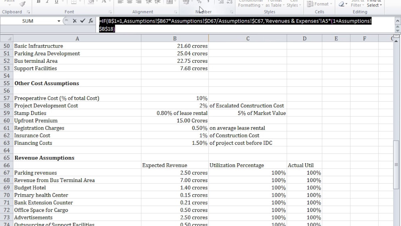 Working with Operating Revenues and Expenses for Infrastructure Model