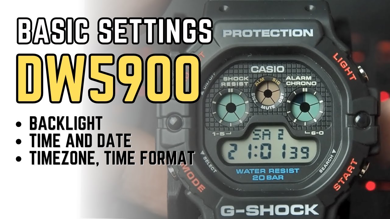 Базовые настройки Casio GShock DW5900-1 / Как настроить G-Shock DW-5900 Учебное пособие