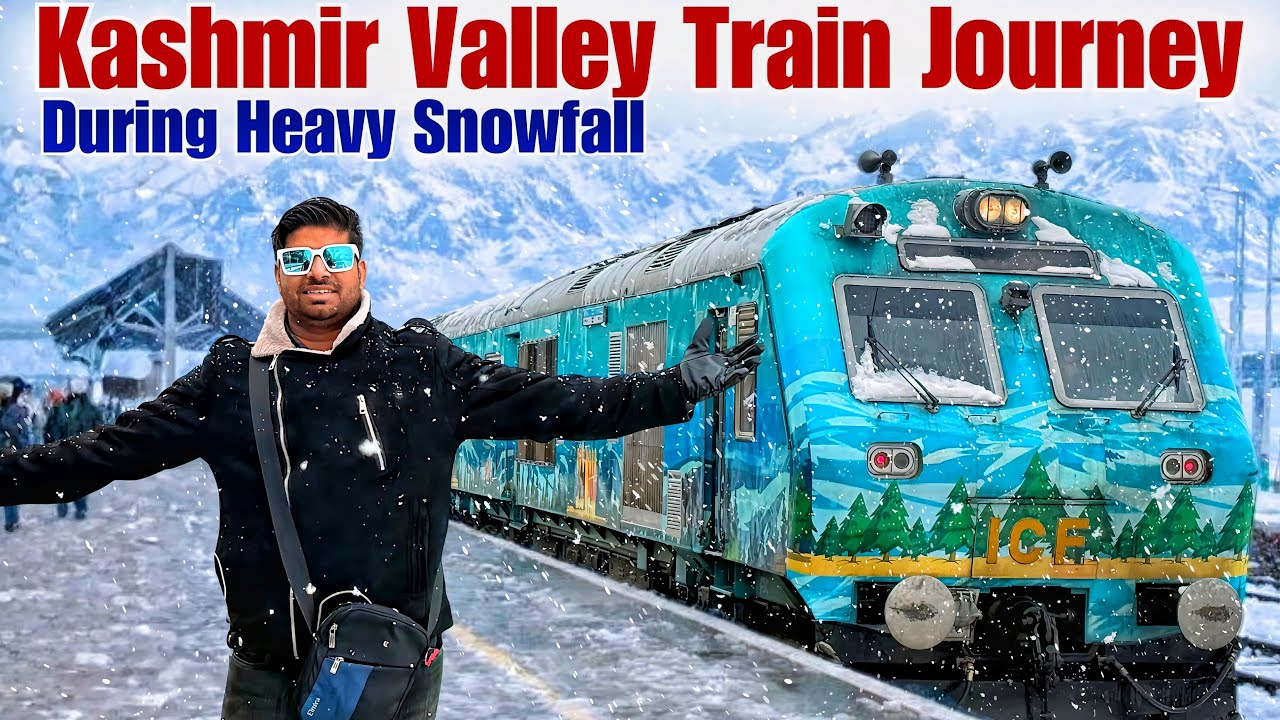 Kashmir Valley Train Journey in Heavy Snowfall ❄️ | Srinagar To Banihal 