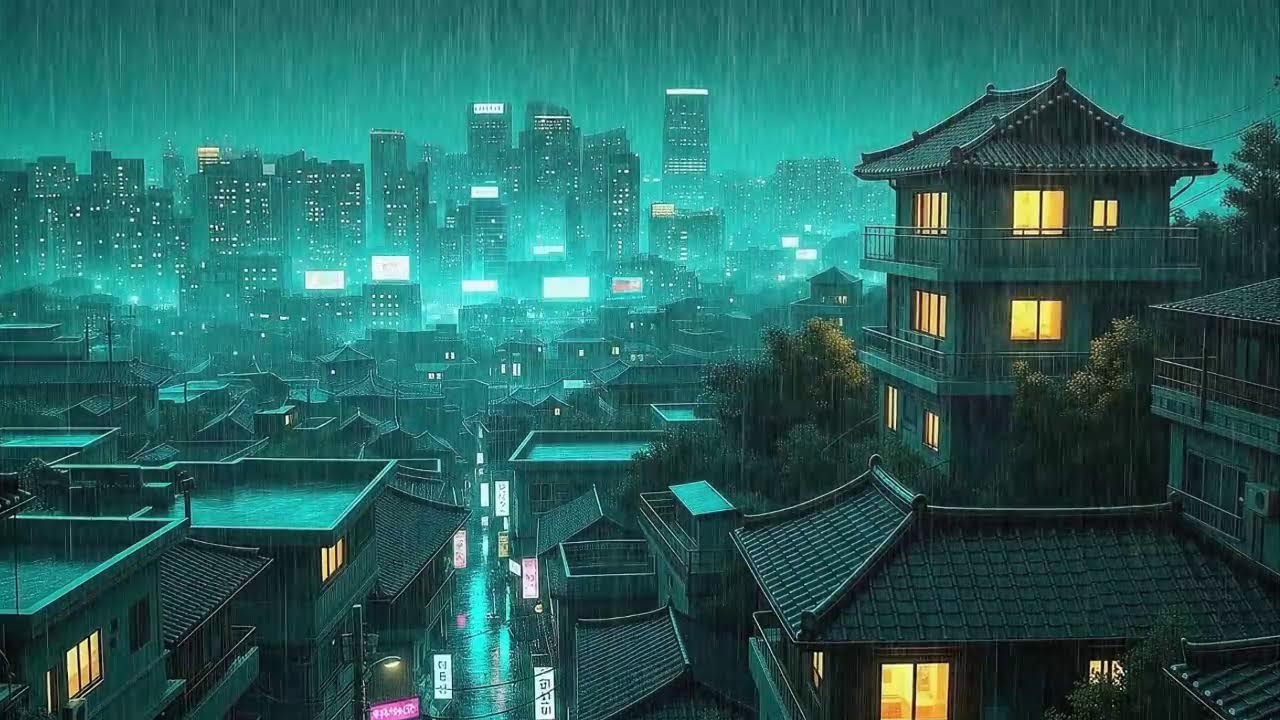 Rain Sounds x Lofi for Productivity in a Calm Korean Atmosphere for Stress-Free Work 😌