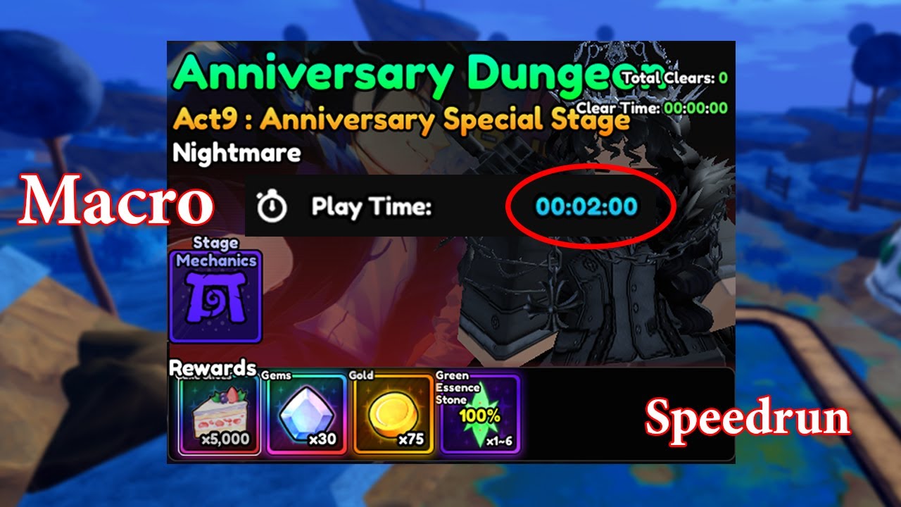 My FASTEST MACRO DUNGEON ACT 9 SPEEDRUN (2 - 2:05 Min Clear) | Anime Vanguards 1st Anniversary !!