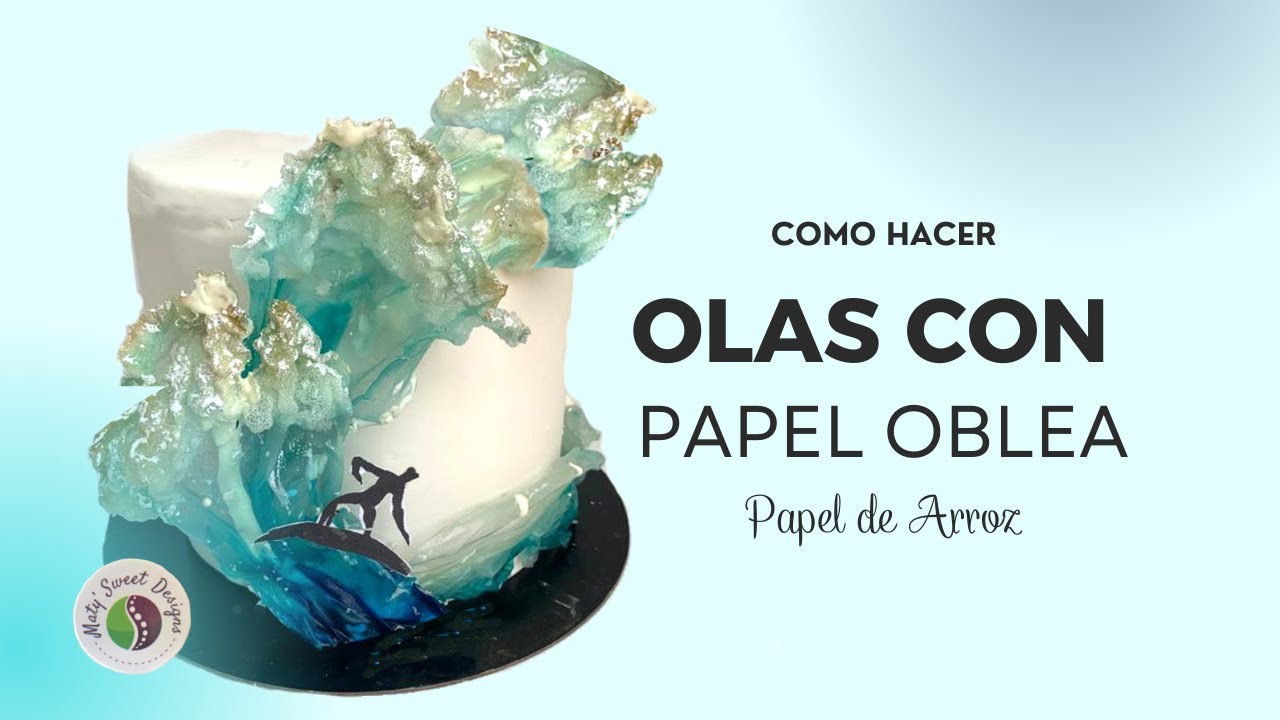 Como hacer cake topper de Olas de Papel Oblea. Waves with Wafer Paper