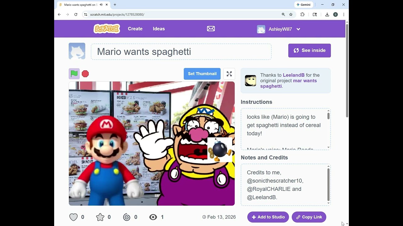 Mario wants spaghetti