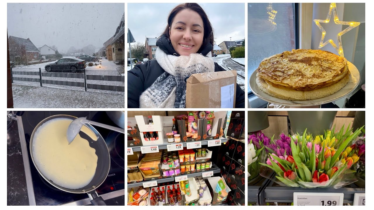 Германию завалило СНЕГОМ!❄️ Пеку блины и идем за продуктами🛒 Первый ВЛОГ в 2026году😍