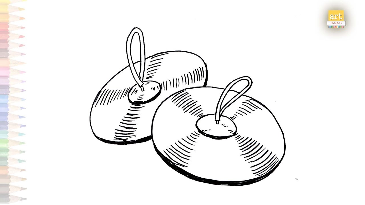 Cymbales instrument Drawing videos | Cymbal drawings | How to draw Cymbales step by step |