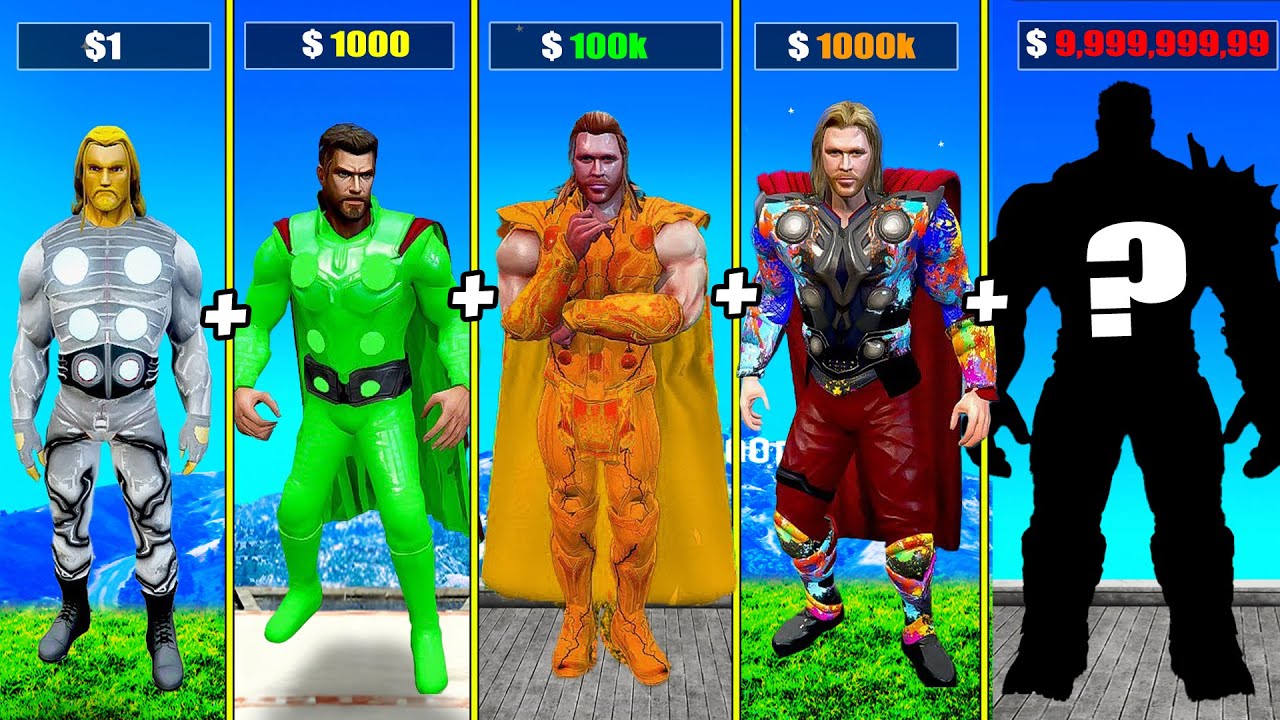 Fusion $1 TO $1000000 Elemental THOR into GOD SUPERHERO in GTA 5!