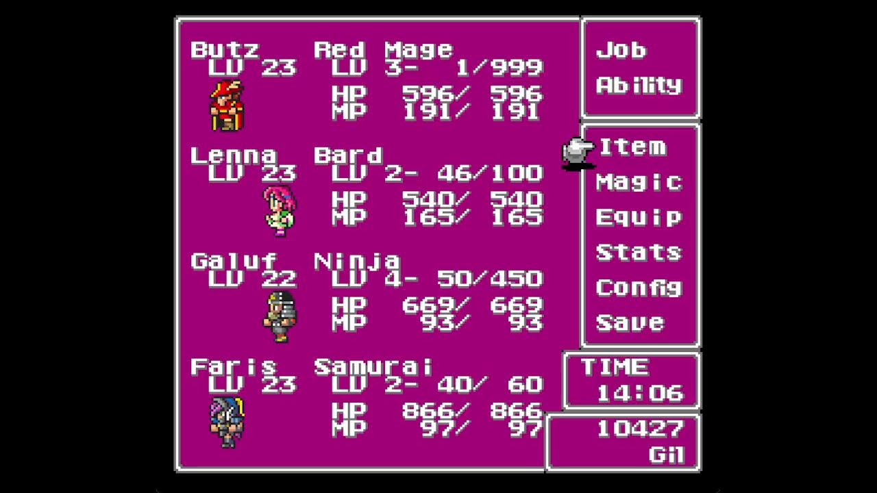 OPTION (Town) SELECT: Final Fantasy 5 Blind Part 3