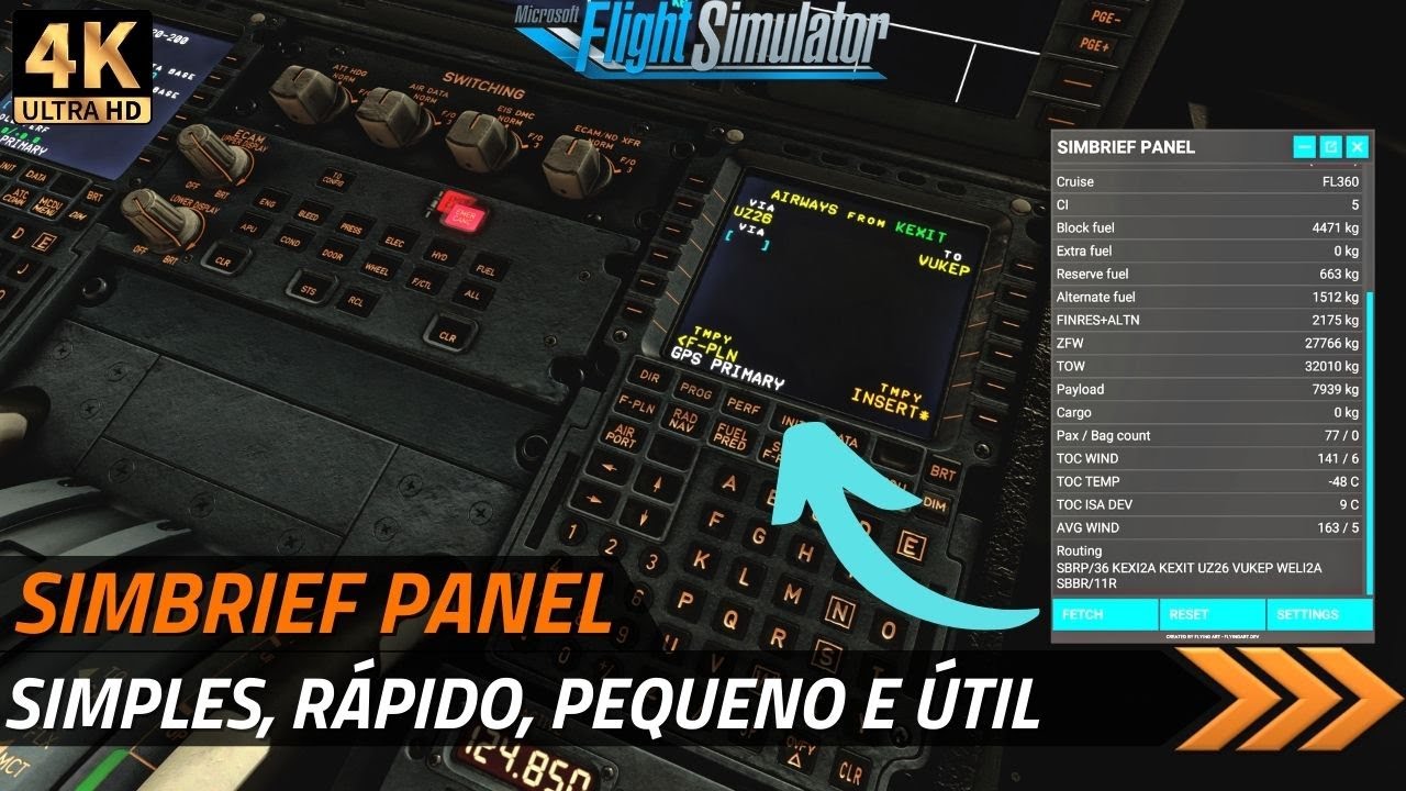 TUTORIAL: Simbrief Panel - plano de voo dentro do simulador / EP192
