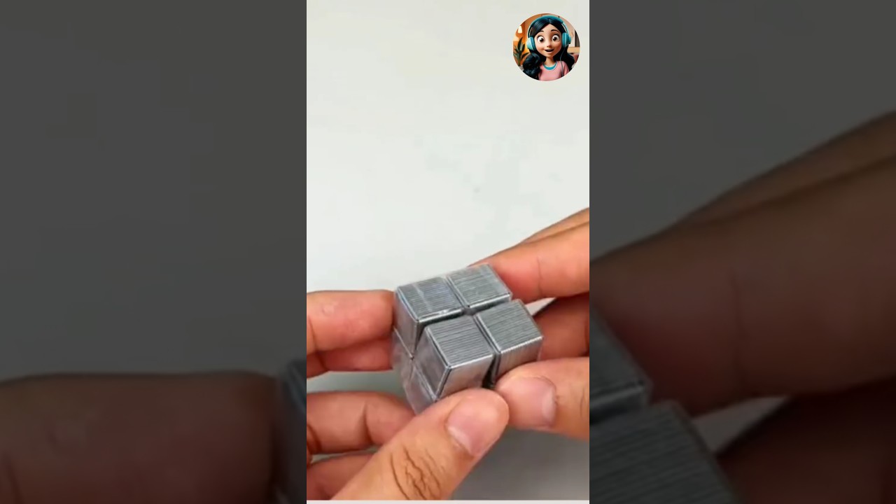 Infinite Cube Spin Using Just Stapler Pins! 🔩✨ #DIY