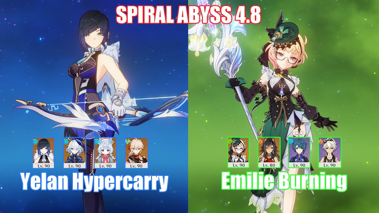 C1 Yelan Hypercarry & C0 Emilie Burning | Spiral Abyss 4.8 | Genshin Impact