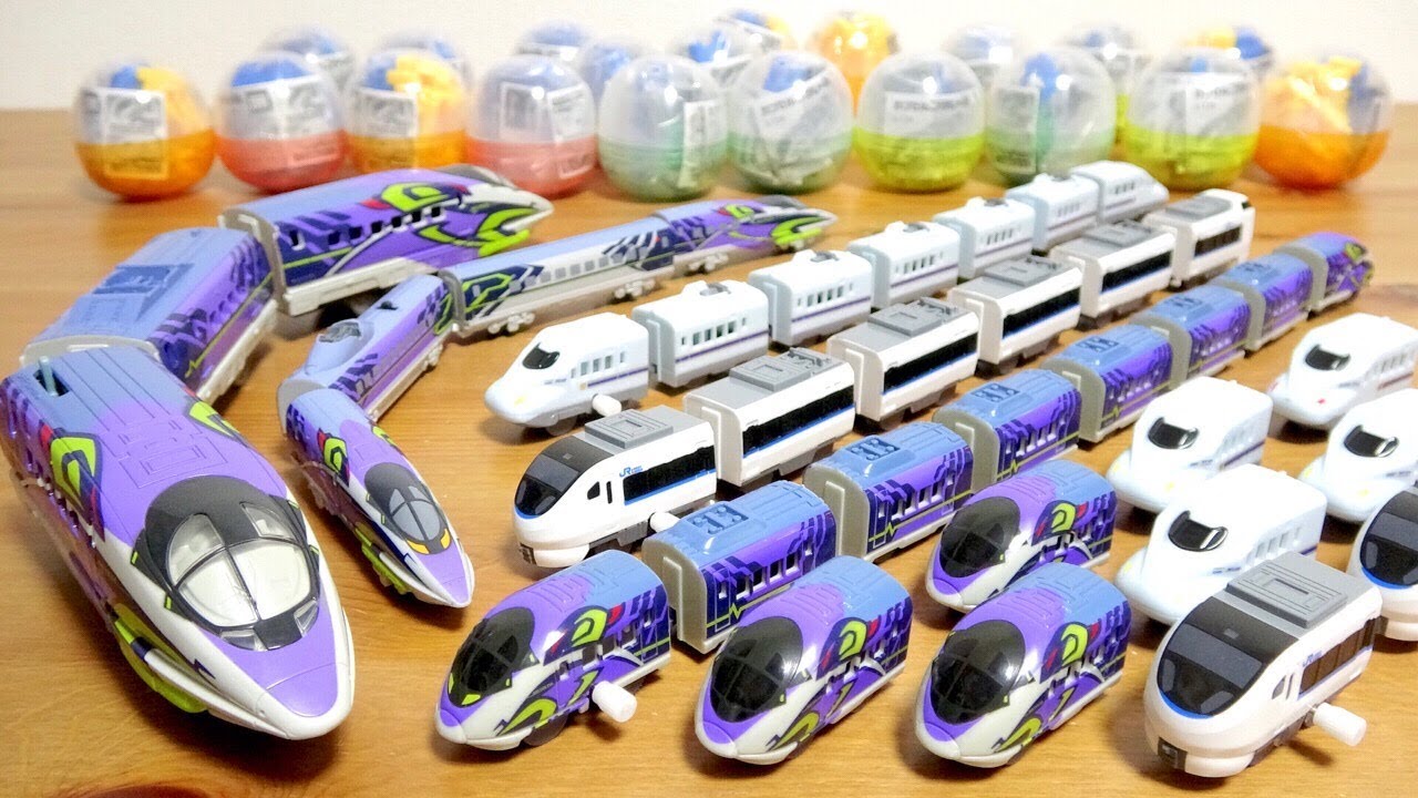 めっちゃ回した！500系新幹線 500 TYPE EVA カプセルプラレールを大量に回してきました☆N700系新幹線みずほ・さくら サンダーバード エヴァンゲリオン