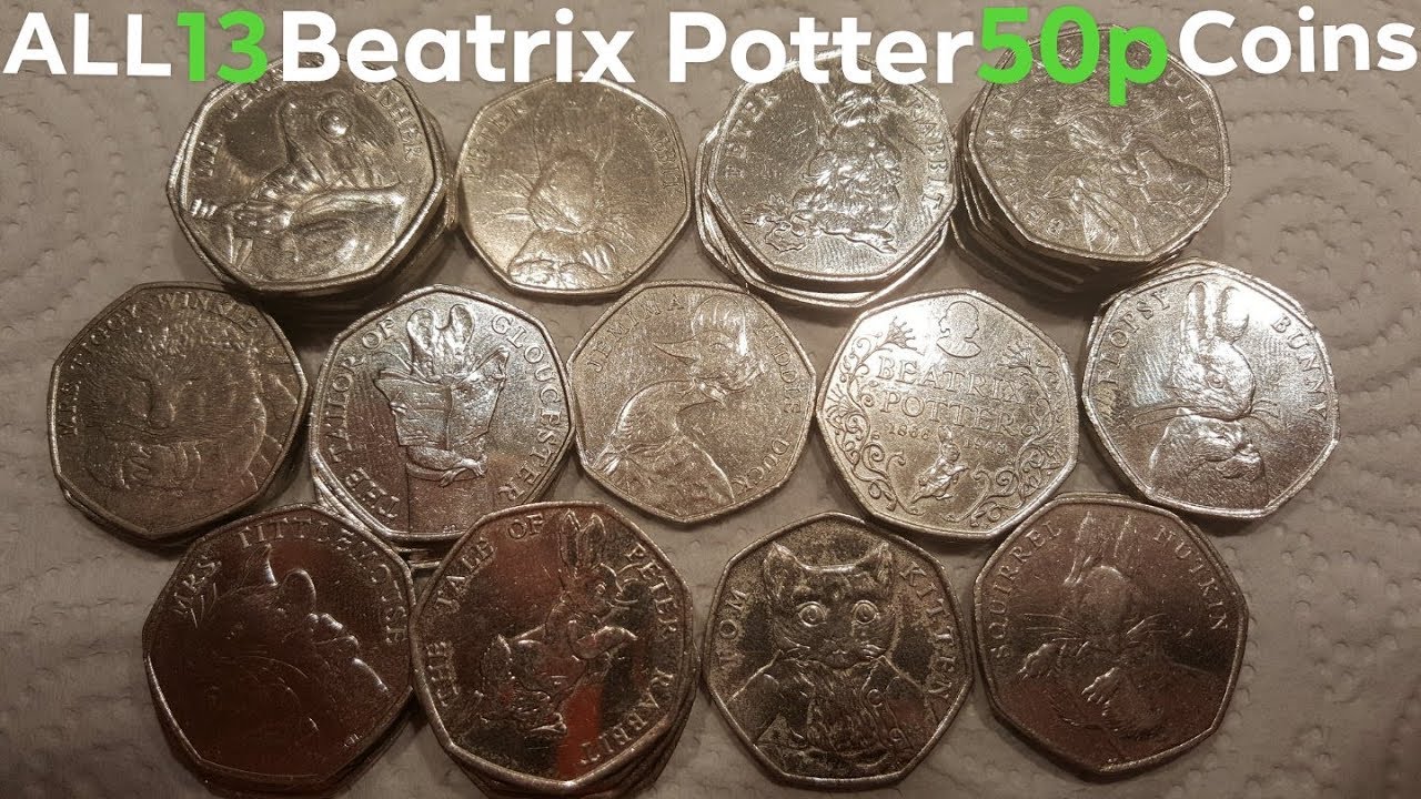 ALL 13 Beatrix Potter 50p Coins - Full collection of Beatrix potter 50p coins