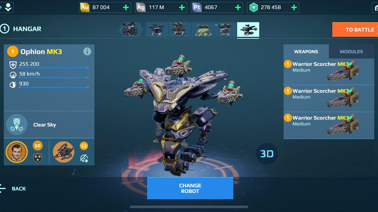 Ophion Warrior Scorcher Full MK3 | War Robots Gameplay