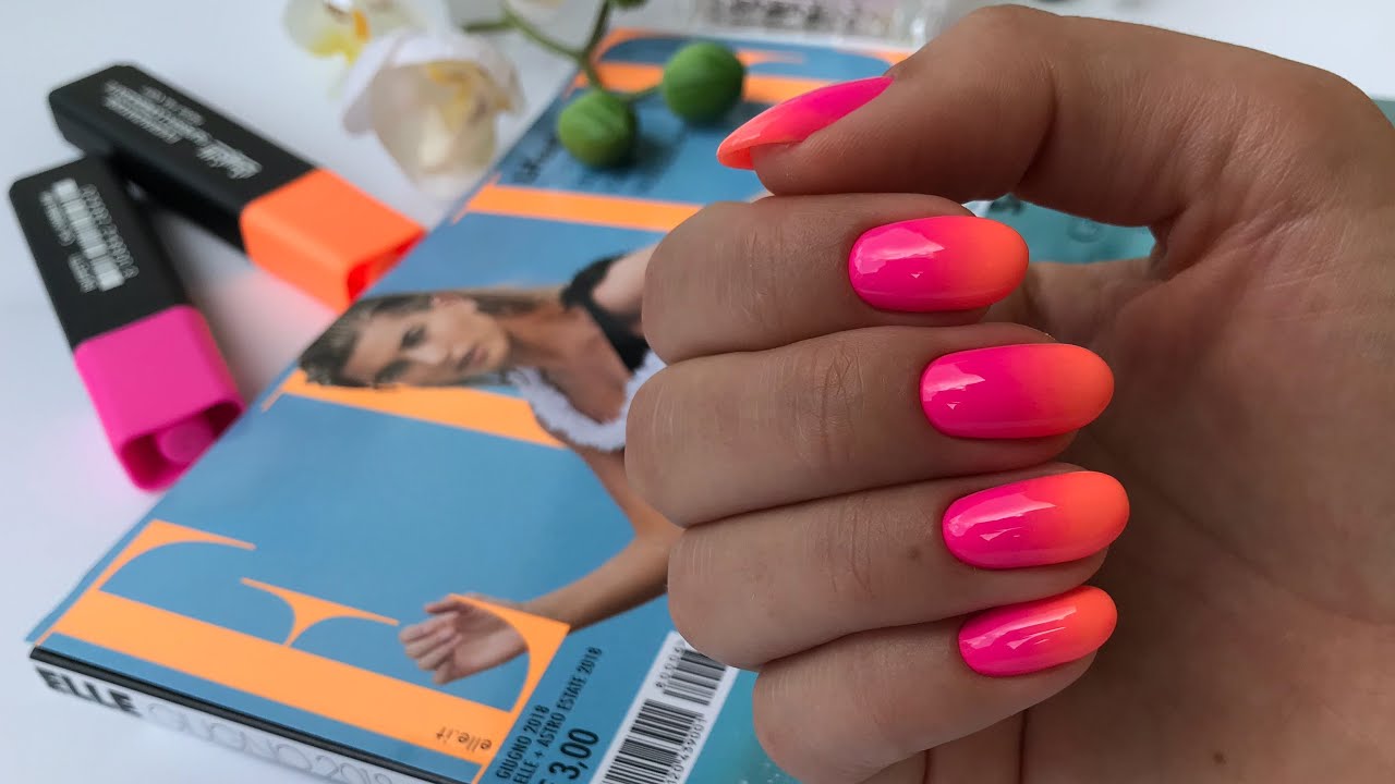 Summer gradient nails/sfumature/gradiente sulle unghie/gradiente orizzontale/two colors gradient