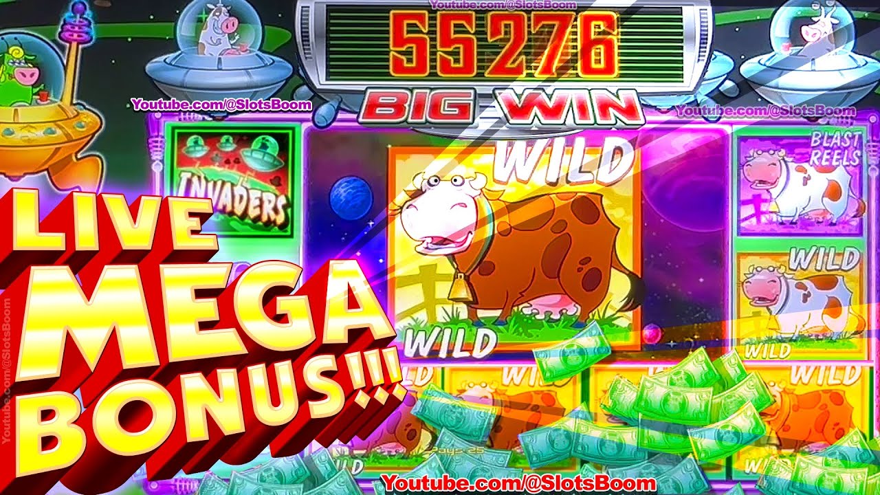 GIANT WILDS HUGE BONUS!!! LIVE TRIGGER on INVADERS ATTACK FROM THE PLANET MOOLAH SLOTS