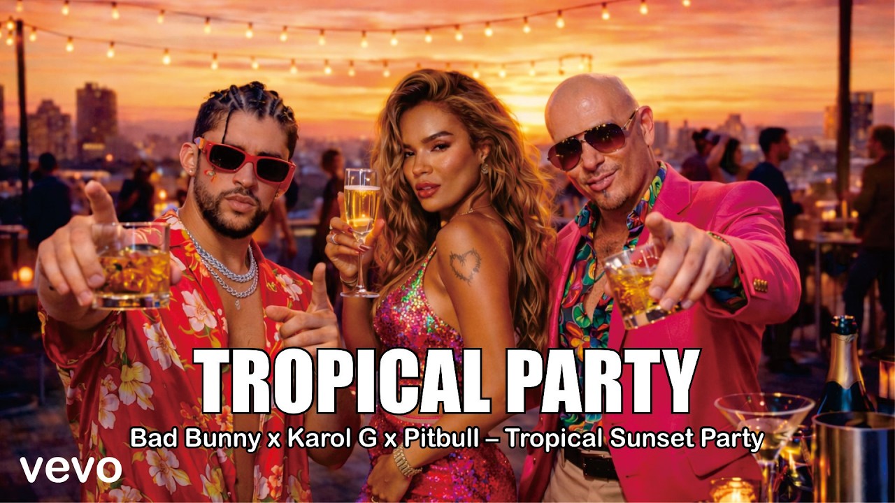 Bad Bunny x Karol G x Pitbull – Tropical Sunset Party (AI Music Video) 🌴🔥