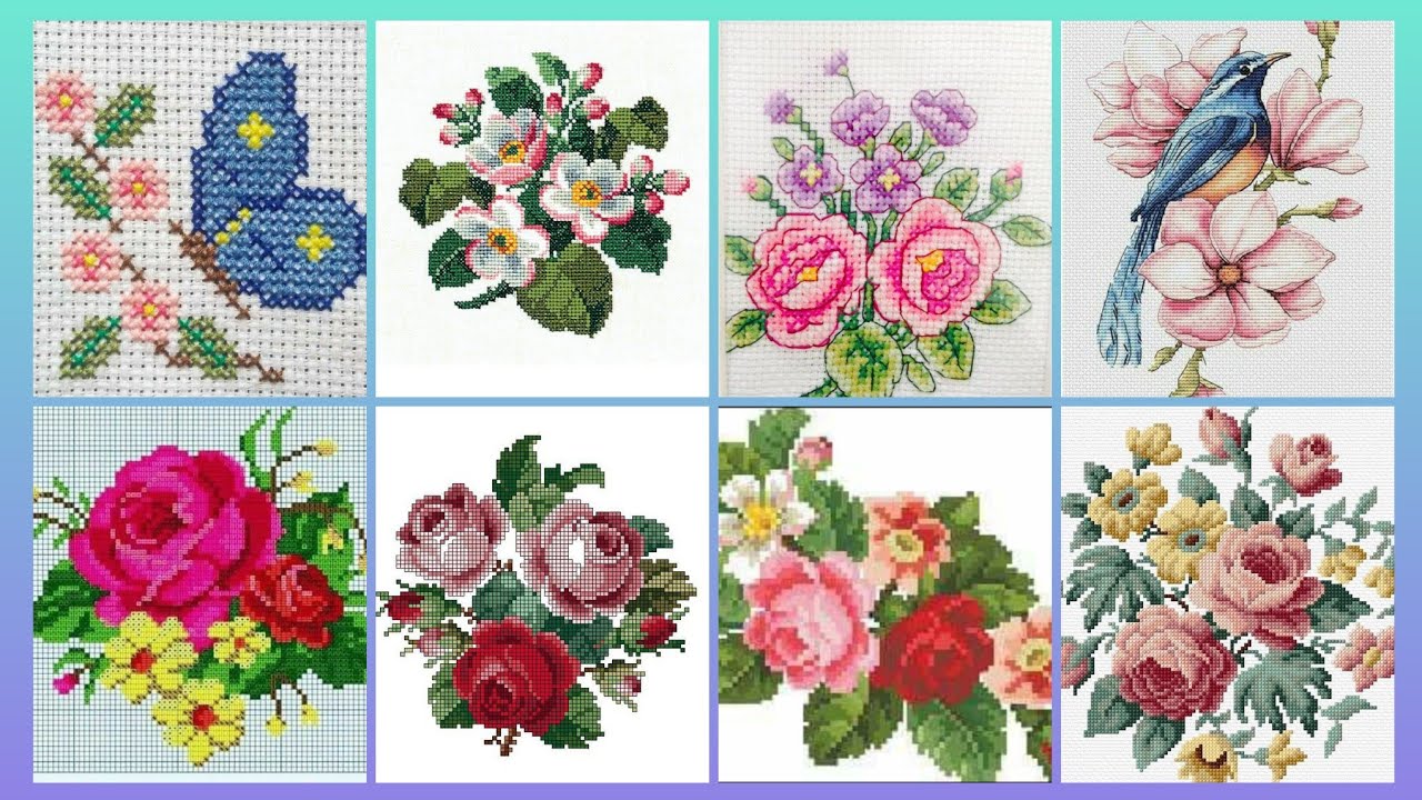 Top 100+ Amazing and Elegant Floral Cross stitch patterns || Charsuti Kerhai Ideas For Everything||
