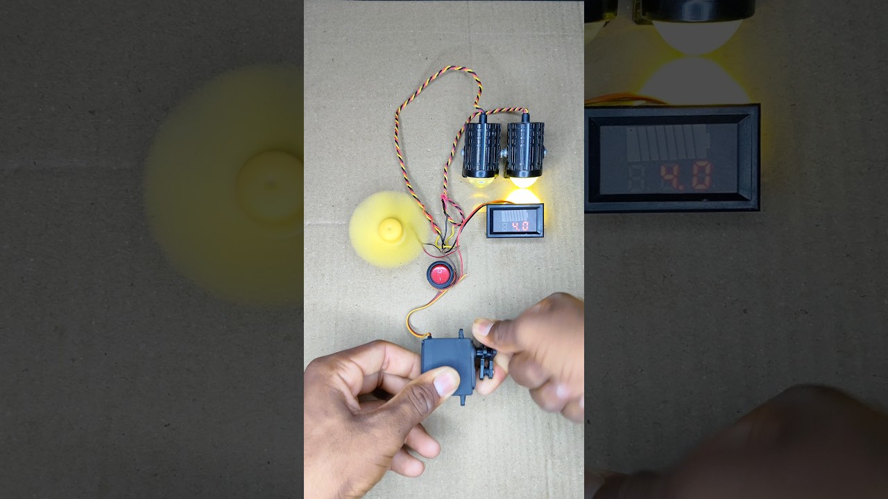 Two Bike Bulb Light or 6v Fan & Voltmeter Powering Using By Metal Servo dc Genrator &bull; Dc Motor Power