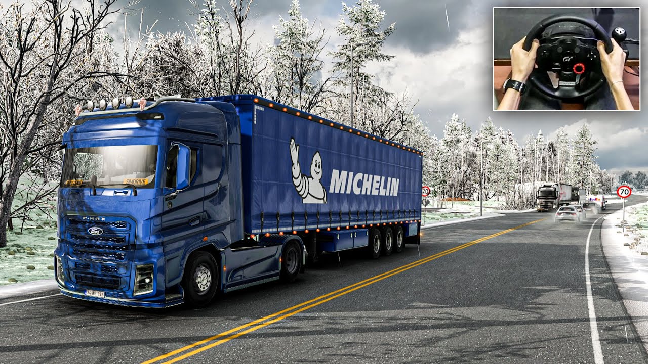 Euro Truck Simulator 2 | Ford F-MAX Michelin Tire Transport on Snowy Nordic Roads